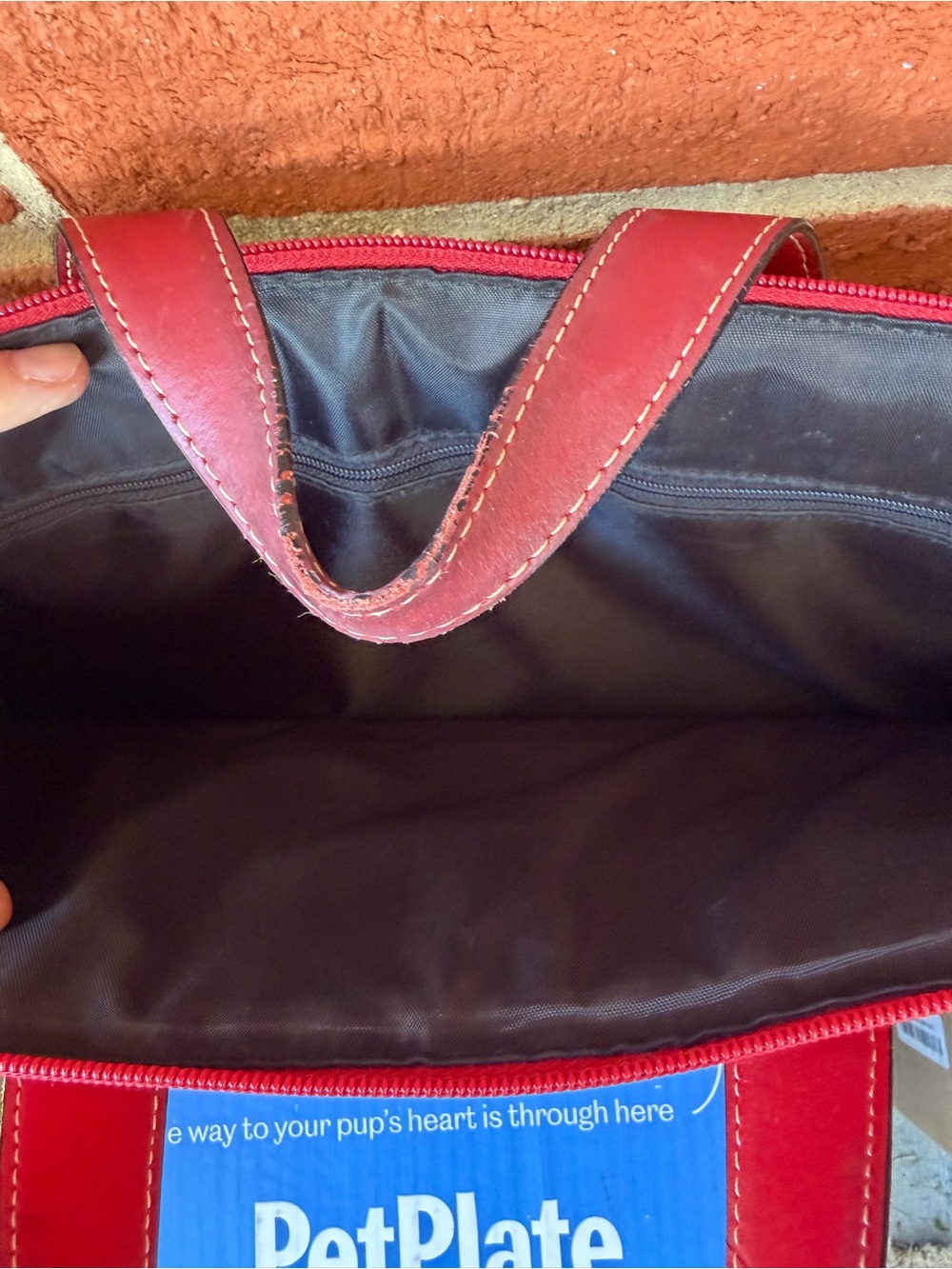 Lodis Red Leather Briefcase with Top Handles and Front Zip Pocket - Picture 3 of 3
